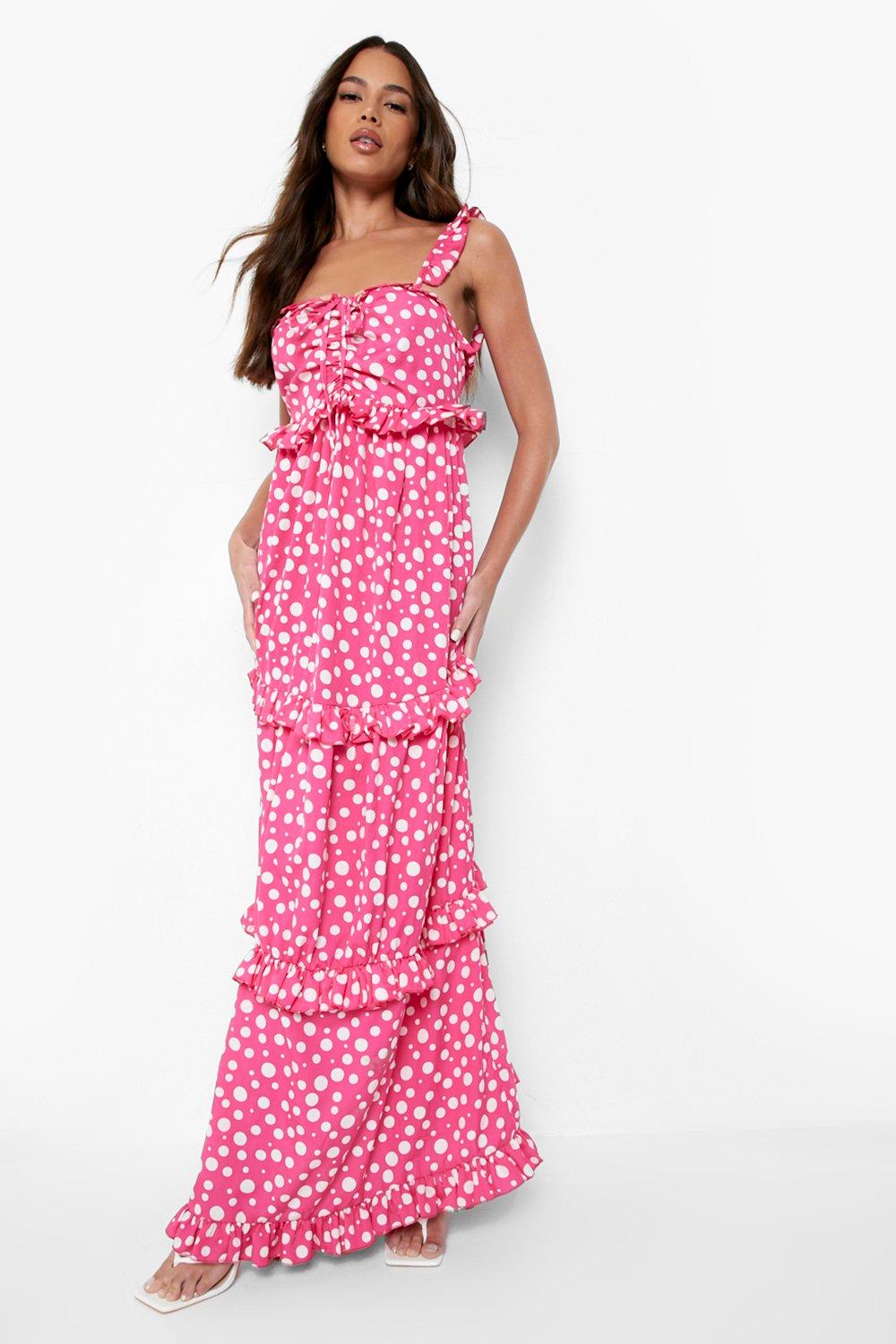 Polka Dot Tiered Frill Maxi Dress | boohoo